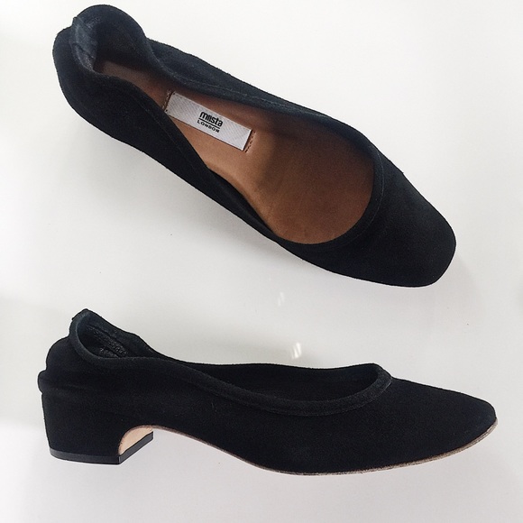 black suede ballet pumps